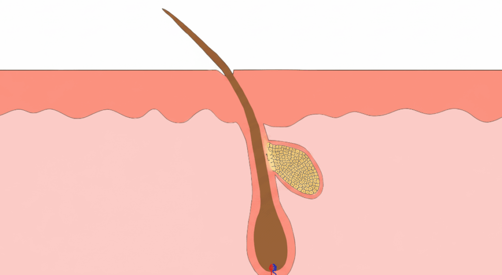 struttura delle ghiandole sebacee e dell'unità pilosebacea